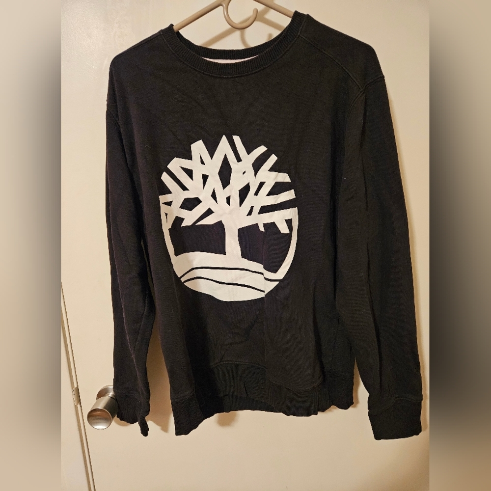 Timberland Vintage Black Tree Logo Pullover Hoodie Men's Large